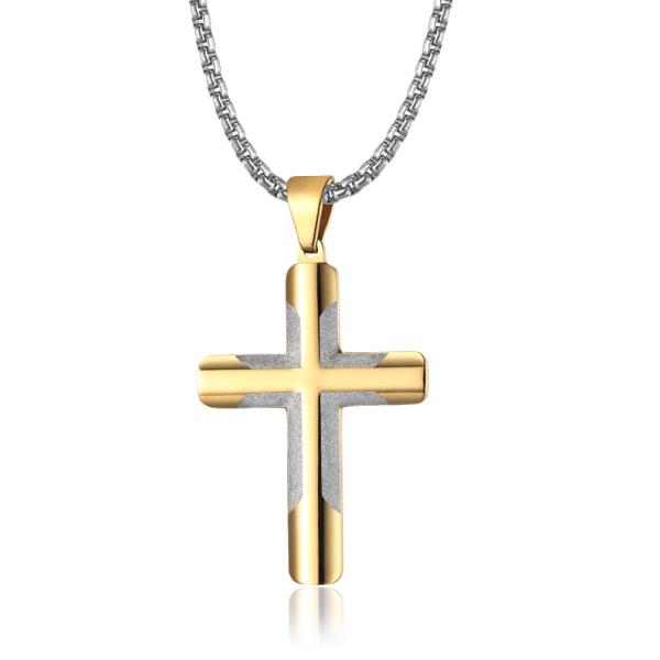 Provide Mould Making Fashion Cross Pendant Gold and Titanium Prayer Choker for