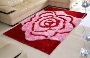 Quality 3D Rose Flower Polyester Silk Pink or Brown Color Shaggy Carpet Area Rug(3115) wholesale