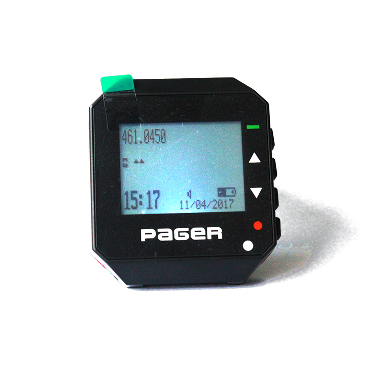 Bank new trendy 433.92mhz black smart wrist alphanumeric watch pager receiver call system