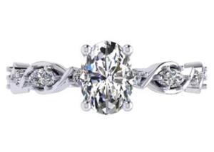 Quality 6.4mm 18k White Gold Diamond Engagement Ring , Oval Shape Diamond Ring OEM ODM wholesale