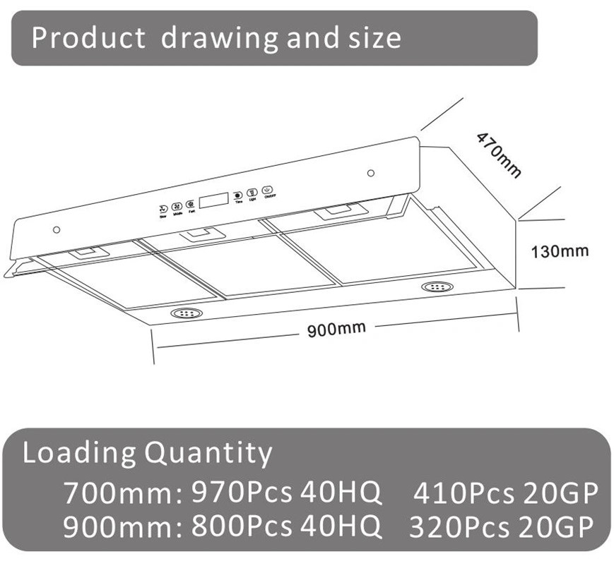 Cooking Appliances SS Material Ventilating Fan Cooker Hood 90cm