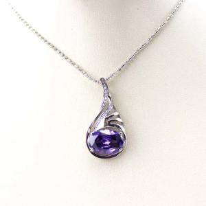 Quality Women Silver Jewelry Oval 9mmx13mm Amethyst Cubic Zircon Pendant(P41) wholesale