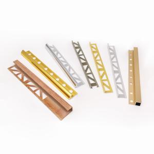 China 12mm Aluminum Tile Edge Trim , Anodized Square Ceramic Gold Metal Tile Trim on sale