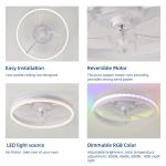 20 Inch Flush Mount Ceiling Fan Light , Bedroom White Fandelier Ceiling Fan With