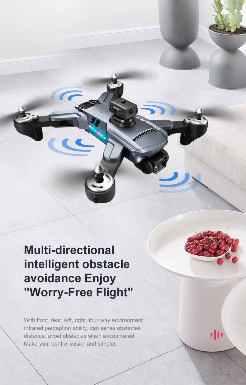 Battery 1800 mAh Plastic Foldable Dual Camera Wifi Fpv Obstacle Avoidance Mini Quadcopter Drone