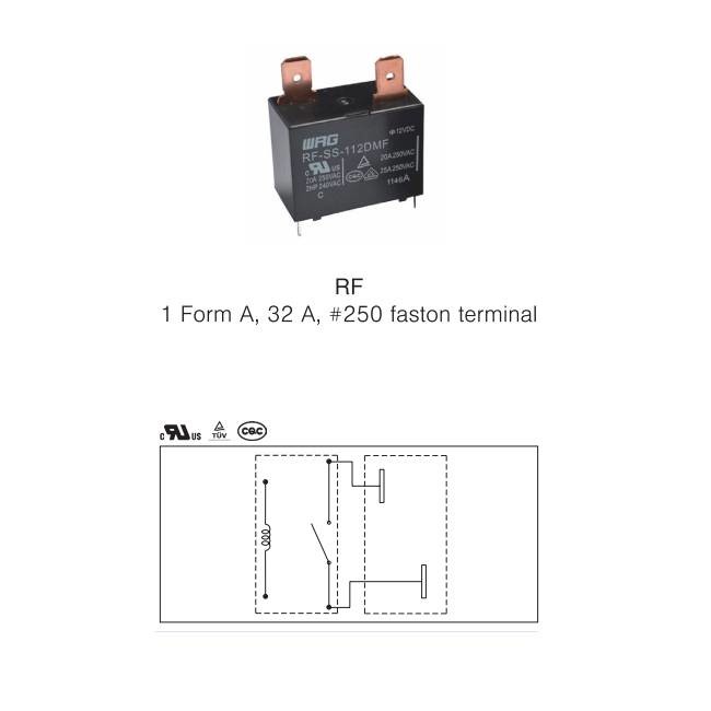 PCB Mount Terminal 250 12V 30A Power Relay RF-SS-112DMF For Main Board
