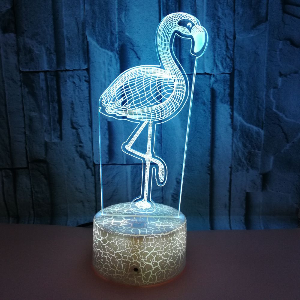 African animals custom OEM words Flamingo Colorful Visual night Light USB 3D LED  Light Illusion Stereo Light