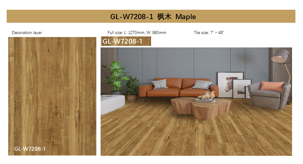 Waterproof Click Vinyl SPC Flooring Plank DIY Rustic Maple Grain With Burl Stone