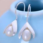 925 Sterling Silver Imitation Pearl Drop Earrings (XH05575)