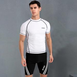 Quality White Two Piece Mens Swimsuit Diving Suit Youth Mens Two Piece Swimwear wholesale