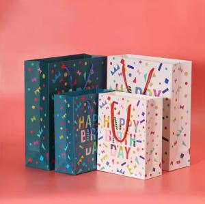 Quality Customized Children's Holiday Party Paper Gift Bag Letter Pattern Large Birthday Paper Bag With Handle wholesale
