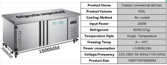Corrosion Resistant Commercial Countertop Freezer 450L Space Saving Convenient