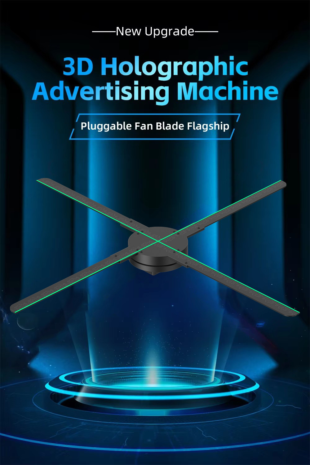 3D Holographic Display Indoor/Outdoor 3D Hologram Light Fan Computer Interactive HDMI New Technology 80cm 1280 LED