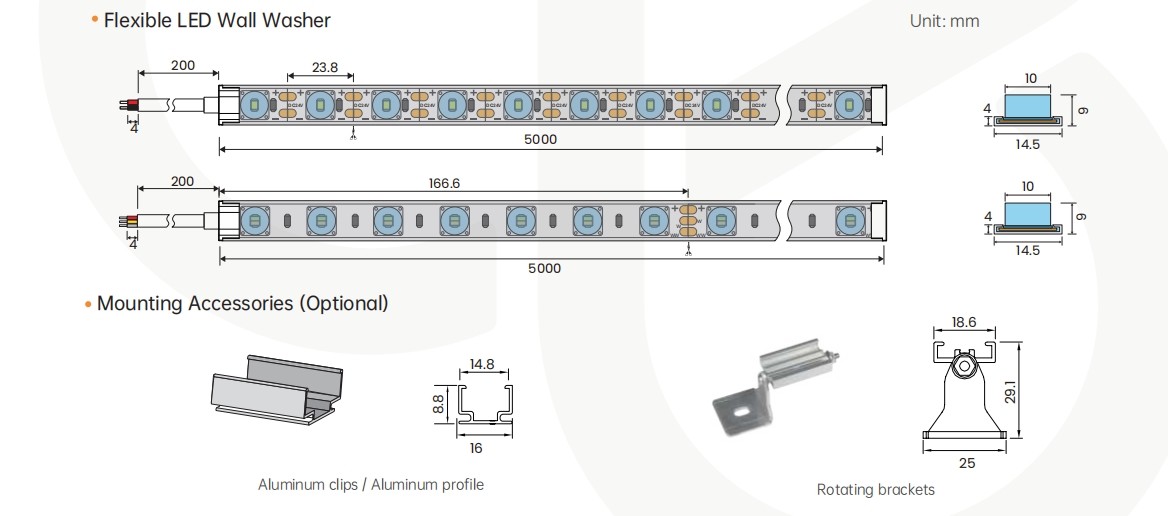 High Adhesion Flexible LED Wall Washer Light With Energy Lighting Customizable