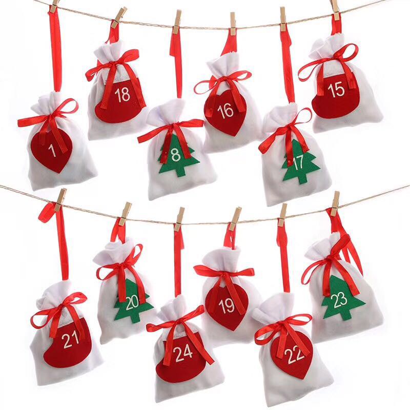 Christmas Burlap Jute Drawstring Bag Backpack Candy Pouch Bags OEM
