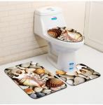 Three Piece Bathroom Mat Toilet Carpet Set 3D Dolphin Printed