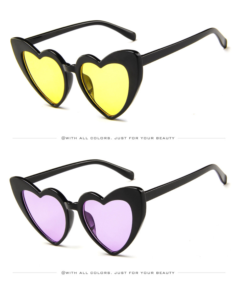 Plastic Designer Female Lady Fashion Heart Sunglasses Multi Colors 155MM