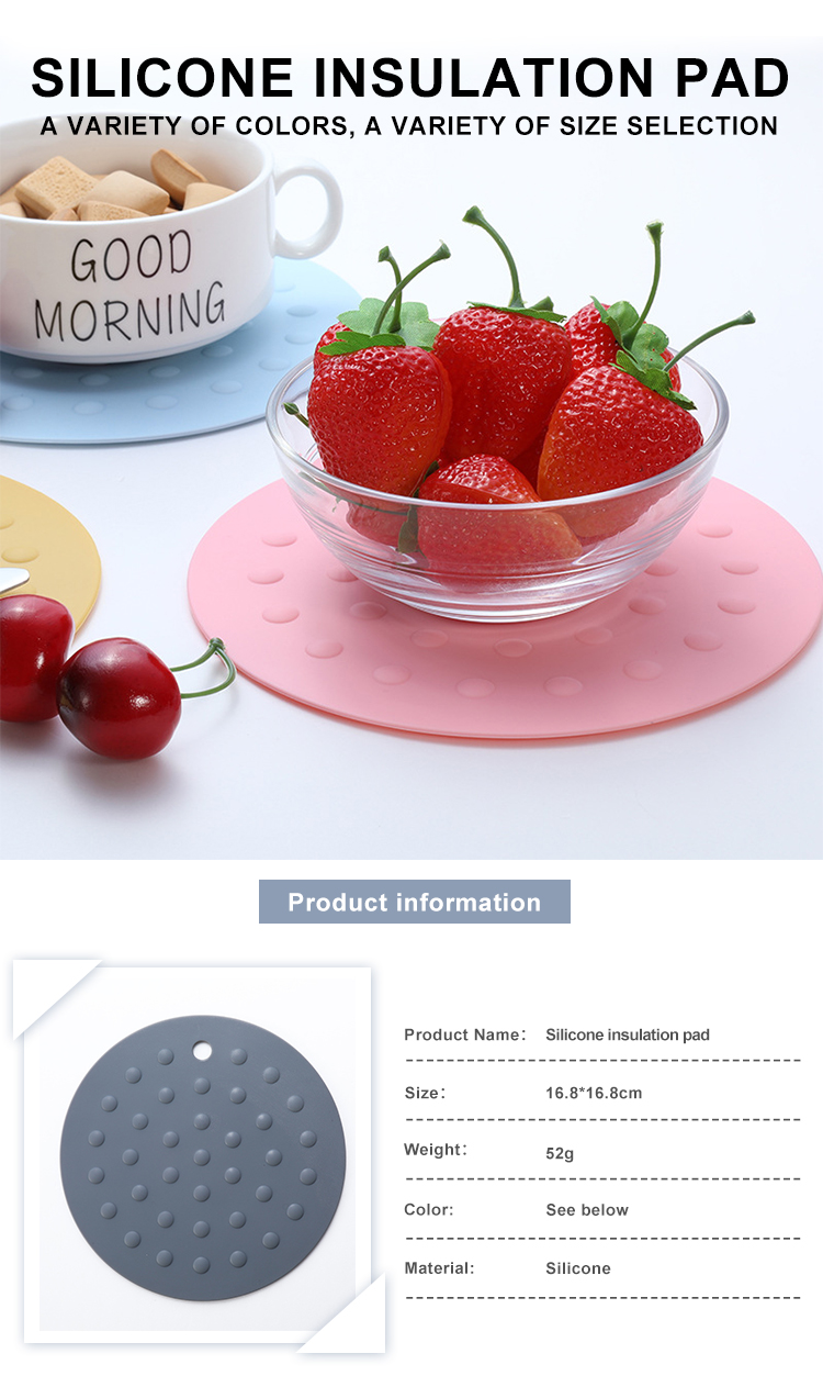Round Thick Silicone Heat Resistance Silicone Placemat Hot Pads