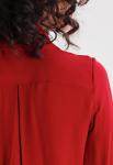 New Arrival Elegant Red Woman Autumn Long Sleeve Low V-neck Blouse and Ladies
