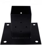 4"x4" Mailbox Surface Mount Base Plate Black Powder-Coated Fence Post Anchor