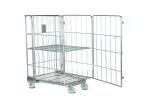Steel Wire Warehouse Cage Trolley Collapsible Rolling Security Cage High