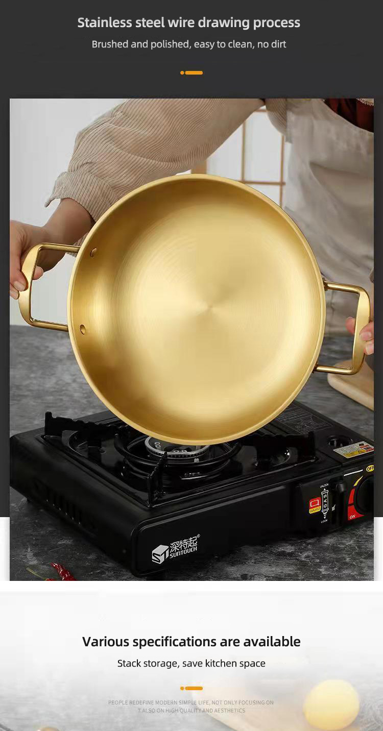 Wholesale Top Seller Kitchen Seaafood Cookware Pan Stainless Steel 304 Cooking Wok Paella Pan