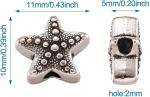 50Pcs Antique Silver Starfish Animal Spacer Beads Tibetan Metal Ocean Sea Life