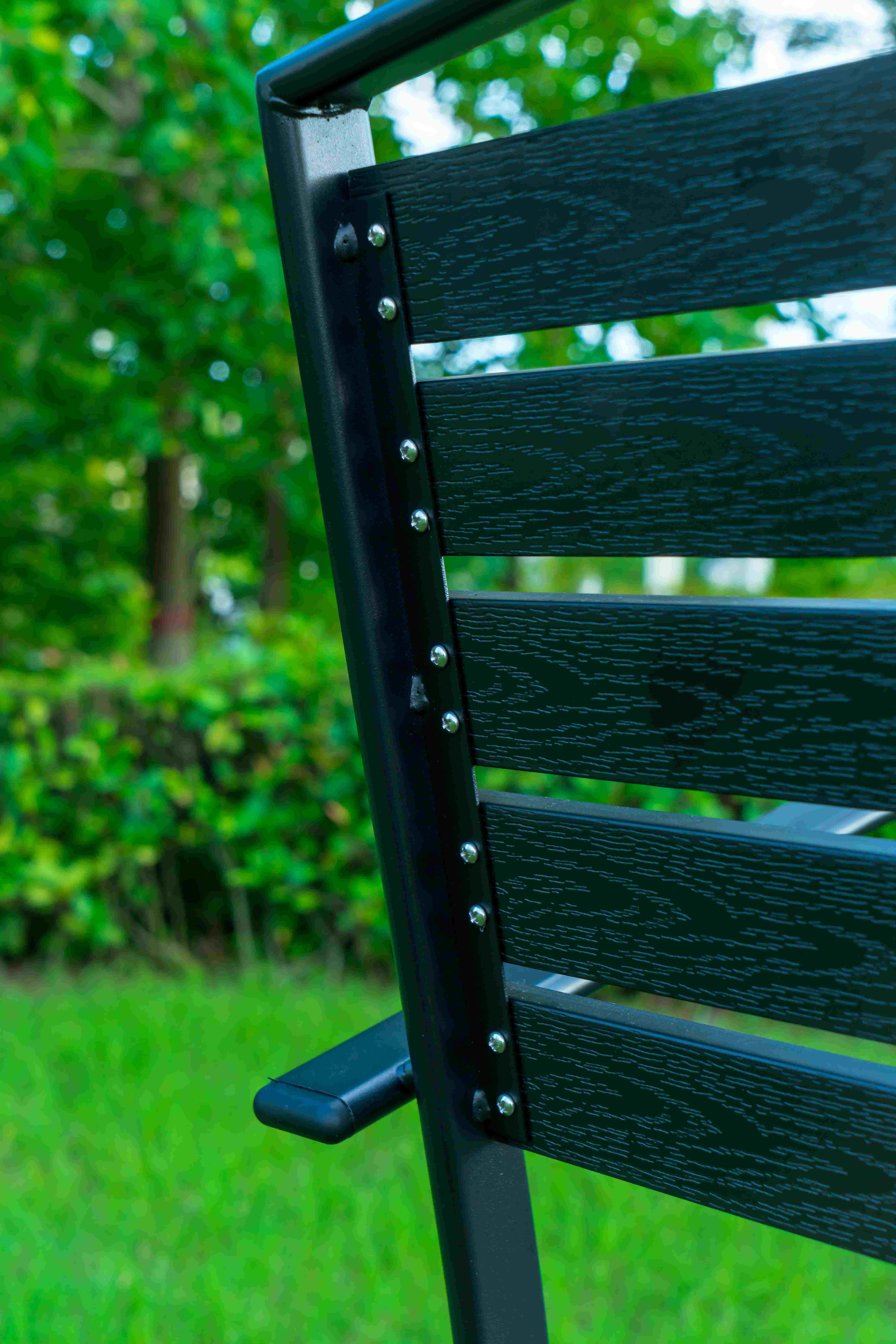 9 Pieces Black Plastic Wood Modern Outdoor Garden Furniture Table Set 8-10 Seater Extendable Patio Dining Table Chairs