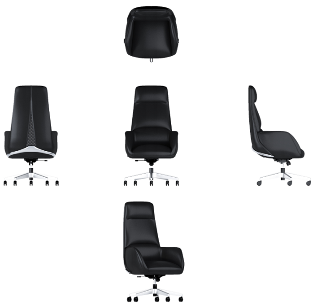 High Back Office Leather Revolving Chair With 3 Class Gas Lift Five Star Leg