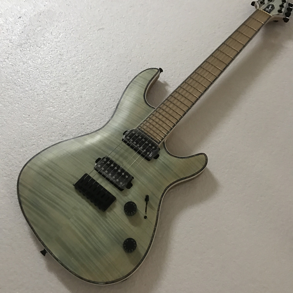 High-quality 7 string electric guitar, burst color Quilte Maple electric guitar, Abalone binding top, free shipping