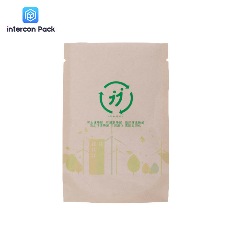 Digital Printing Kraft Paper Poly Bag Customized Logo With Plastic Window