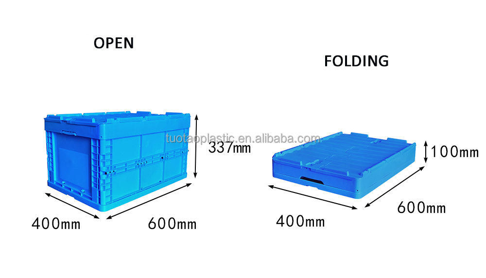 PP Material Mesh Style Collapsible Crate Box for Storage and Moving 600x400x337mm