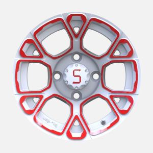 Quality Golf Cart 12 Inches Red/White Wheels Electrophoretic Coating with S Center Cap wholesale