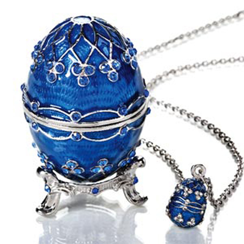 Decorative Earring Ring Trinket Box Holder Box Hand Enamel Easter Egg jewelry box Style Hinged Jewelry for Home Ornament