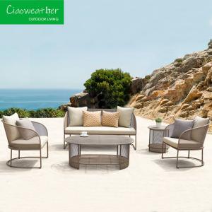 Quality Outdoor Furniture Aluminum Metal Patio Garden Waterproof Sofa Set with Cushion OutdoorFoam Water-Resistant Fabric wholesale