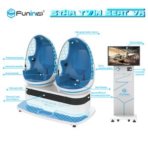 Quality Blue + White 2 Players 9D VR Simulator With Electric Crank Platform wholesale