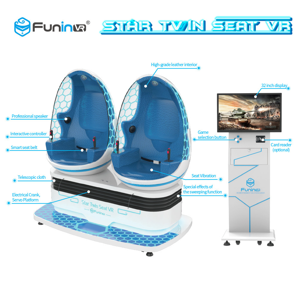 Blue + White 9D VR Simulator 2 Seats With 3D Deepoon E3 Glasses