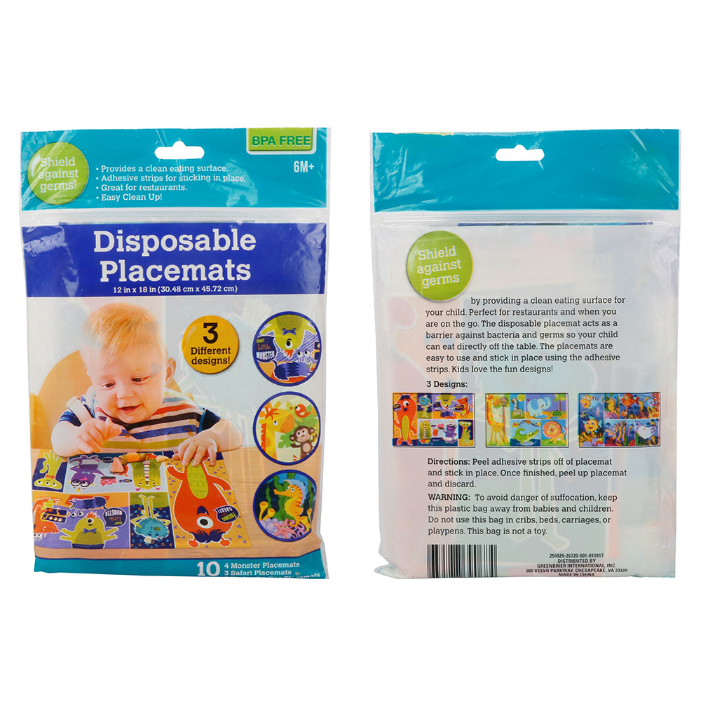 Disposable PE Dining Table Placemats Plastic For Children Dinner Eating