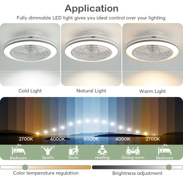 3000-6500K Color Temperature DC Ceiling Fan with Remote Control and Low-Profile Design