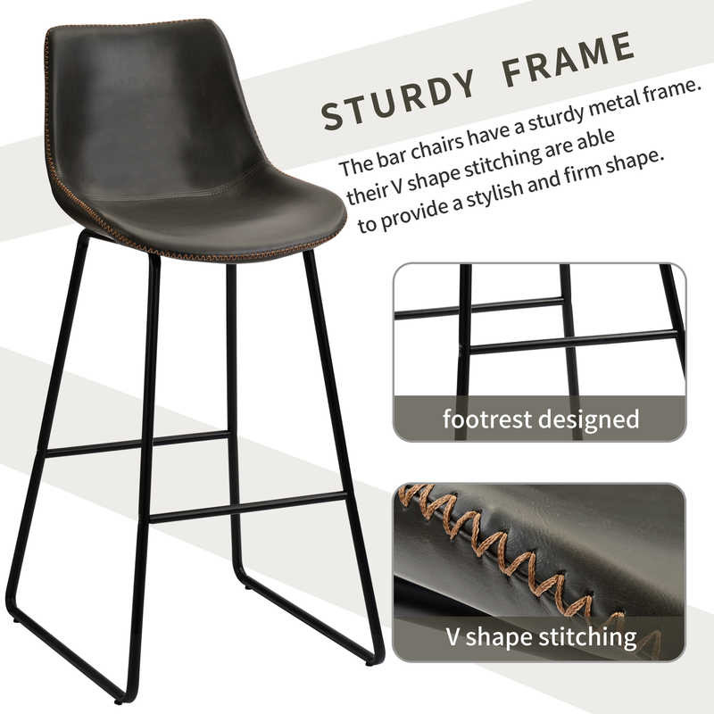 18.8''L x 21.6'' W x 42.5'' H Vintage Leather Bar Stools