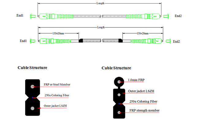 SC UPC SC APC Fiber Cable Patch Cord , Jumper FTTH Outdoor Drop Cable G657A