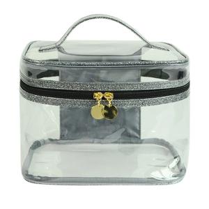 Quality Waterproof Durable Glitter Grey PVC Cosmetic Bag wholesale