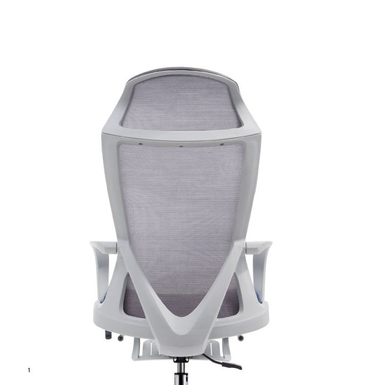 Grey And Blue Home Office Chair Modern Sleek Design With Fixed Headrest