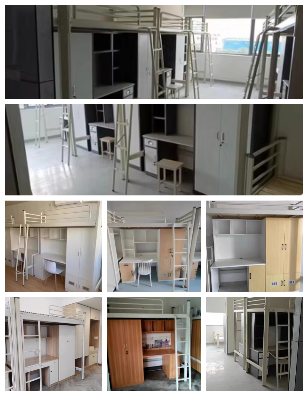 Mail packing Y Modern School Dormitory Bedroom Furniture Set Loft Metal Bunk Bed With Desk