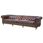 Hand Crafted Chesterfield Leather Sofa Union Jack Flag Printed