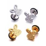 High quality cute gold earrings girl shiny rabbit stud earrings