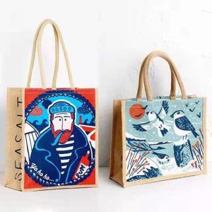 Quality 12colors Printing Waterproof Burlap Tote Bag Hemp Material wholesale