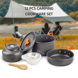 Quality Factory Wholesale Multi-Color Outdoor Cooking Pot Set Durable Ware Tea Pot And Pan Camping Cookware Sets wholesale