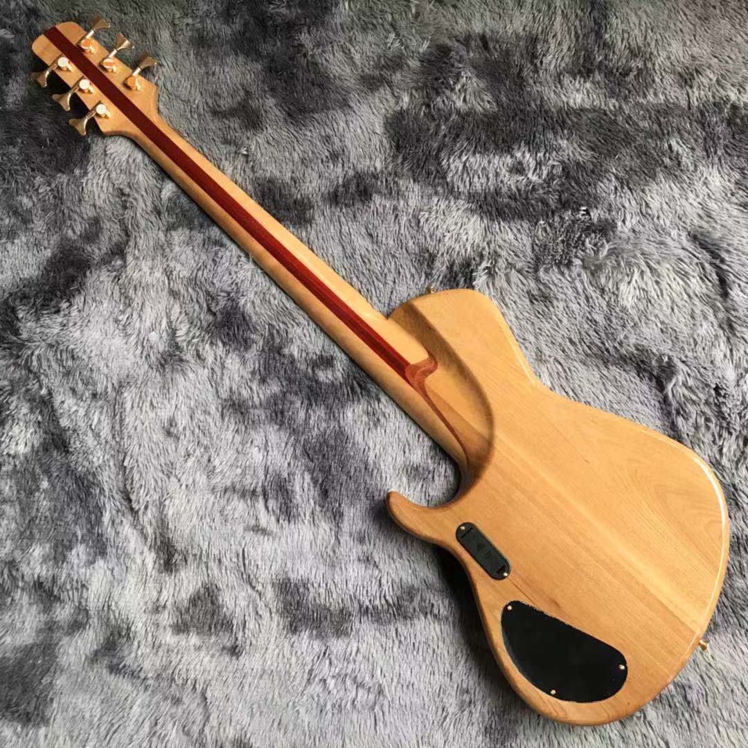 Custom Flamed Maple Top Neck Through Body 6 Strings 24 Frets Active Pickup Electric Bass Guitar