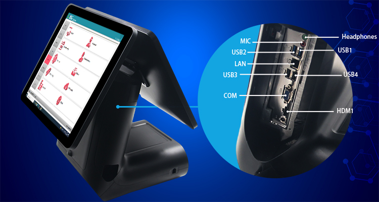 SDK Function 15.6" Full HD 1080P Dual Screen Self-Service Machine with Thermal Printer